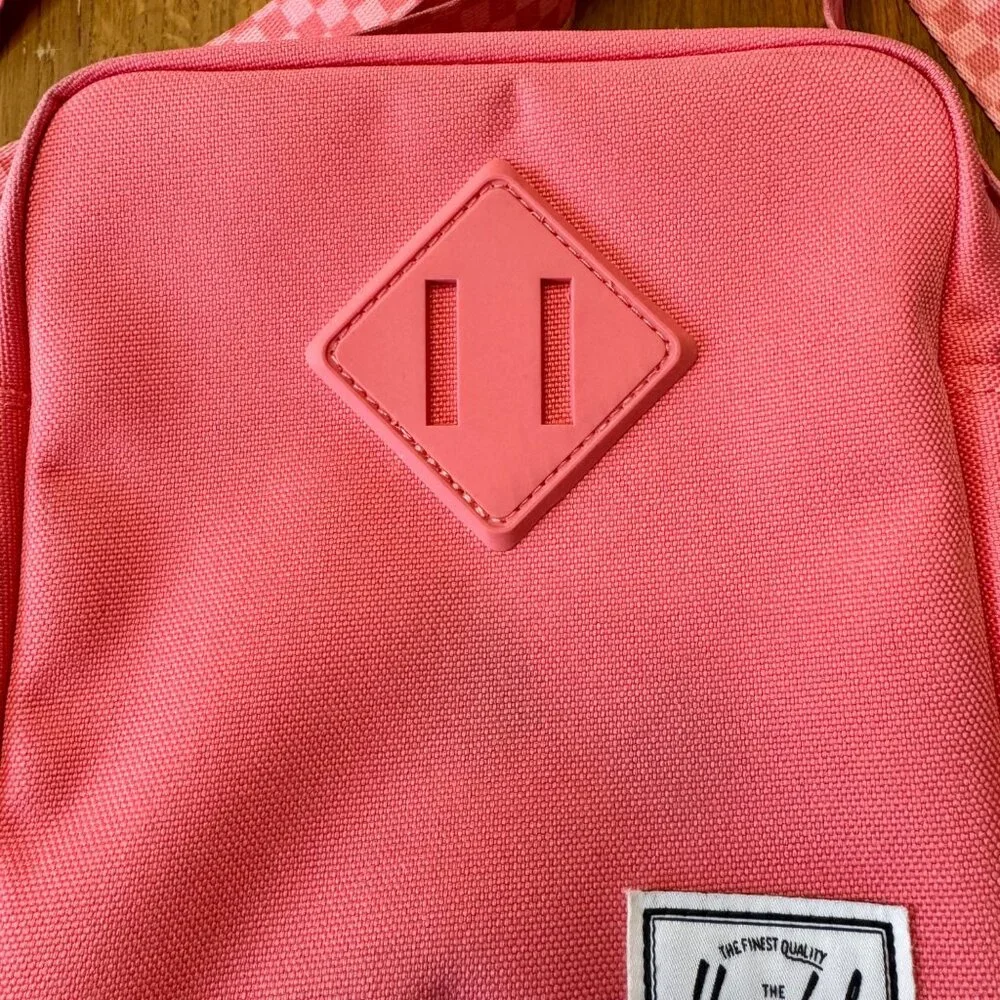 HERSCHEL SUPPLY CO. Pink Heritage Crossbody Bag With Checker Strap Tea Rose HTF - Picture 5 of 11